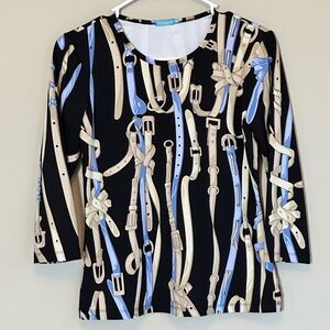 J McLaughlin Womens XS Catalina Equestrian Tee‎ 3/4 Sleeve Stretch